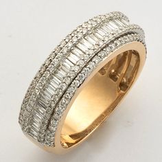 14KY+W 1.55CTW BAGUETTE DIAMOND MENS BAND Mens Band, Baguette Diamond, Band, Gold, Baguette