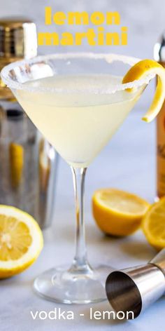 the lemon martini is ready to be served