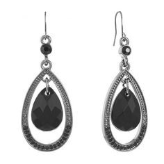 Bead Type: PlasticEarring Back: French WireShape: TeardropMetal Color: GrayEarring Length: 55mmEarring Width: 20mmCare: Wipe CleanEarrings Style: Drop EarringsCountry of Origin: Imported Metal Teardrop Earrings For Evening, Elegant Black Metal Teardrop Earrings, Pierced Teardrop Earrings For Evening, Metal Teardrop Party Earrings With Ear Wire, Black Metal Drop Earrings, Black Teardrop Metal Earrings, Black Metal Teardrop Earrings, Black Drop Earrings, Earrings Drop