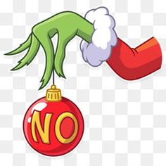 an ornament with the word no hanging from it's side, and a hand reaching out