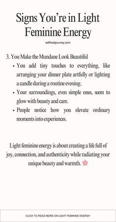 These daily practices will help you shine from the inside out. Feel more connected to your soft, feminine side today! 💖