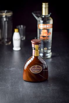 a bottle of liquor sitting on top of a table