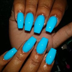 Mac Attack🧿 on Instagram: “#prettynails #simplenails #girlynails #neat #clean #crispy #scuplted #NoTIPS #inmnails #tammytaylornails #instannails #DETROITnails…” Light Neon Blue Nails, Gel Nail Manicure Ideas Summer, Cotton Candy Blue Nails, Capri Blue Nails, Bright Blue Summer Acrylic Nails, Blue Nail Colours, Bright Blue Acrylics, Teal Blue Nails Acrylic, Tiffany Blue Acrylic Nails