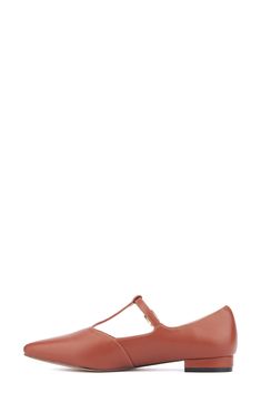 A pointed toe and T-strap make this flat a perfectly poised option for any occasion. 3/4" heel Synthetic upper and lining/rubber sole Imported Young Adult Fashion, T Strap Flats, Exclusive Clothing, New York And Company, Flip Flop Slippers, Ugg Classic, Designer Crossbody Bags, Sweaters And Leggings