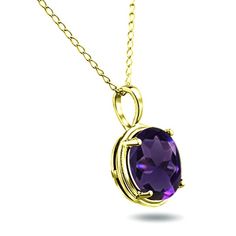 Round shape natural amethyst gemstone pendant in gold plated. It's a charming design round shape solitaire pendant portrayed in amethyst stone adorned with a sparkling diamond at the top. The brilliant purple, semi-precious amethyst measures 10.00mm and weighs 5.25 carat. This beautiful pendant is framed with polished gold plated. An exceptionally vivacious pendant to bring out the youth in you. PENDANT SPECIFICATIONS :- Country of Origin: United States Total Carat Weight: 0.07ct Chain Type: Cab Gold Amethyst Round Pendant Jewelry, Fine Jewelry Amethyst Necklace With Round Pendant, Fine Jewelry Amethyst Round Pendant Necklace, Amethyst Round Pendant Necklace In Fine Jewelry Style, Elegant Gold Amethyst Birthstone Necklace, Elegant Amethyst Birthstone Necklace With Round Pendant, Hallmarked Amethyst Round Pendant Necklace, Fine Jewelry Amethyst Round Pendant, Yellow Gold Amethyst Round Pendant Necklace