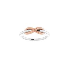 With no beginning or end, the infinity symbol signifies eternal love and infinite devotion. This stunning ring is an elegant addition to any jewelry collection. Metal: 14K gold Band Width: 1.7mm Modern Twist Infinity Stackable Rings, Elegant Infinity Stackable Rings, Timeless Infinity Rings For Anniversary, Timeless Infinity Promise Ring, Silver Infinity Ring In 14k Gold, Silver 14k Gold Infinity Ring, Sterling Silver Infinity Ring For Formal Occasions, Elegant Infinity Ring With Polished Finish, Elegant Infinity Promise Ring