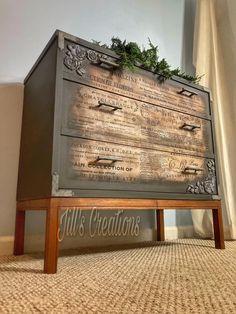 an old dresser has been transformed into a christmas decoration