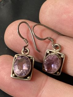 Cut Amethyst gem stone stamped 925 silver drop retro earrings vintage antique style gem set 2.5cm  Weighs 3.8 grams Vintage Teardrop Earrings Stamped 925, Vintage Teardrop Stamped 925 Earrings, Antique Oval Gemstone Earrings, Vintage Amethyst Purple Earrings, Vintage Teardrop Gemstone Earrings, Vintage Amethyst Earrings Gift, Antique 925 Stamped Earrings For Gift, Antique Gemstone Drop Earrings, Vintage Gemstone Earrings For Anniversary