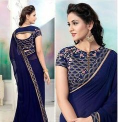 Blue Sari, Indian Blouse Designs, Blouse Designs High Neck, Sari Design, Saree Blouse Neck Designs, Blouse Back Neck Designs, Sari Blouse Designs, Indian Saree Blouses Designs, Blouse Designs Indian