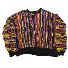 Vintage 90s Coogi Style Textured Knitted Crewneck Sweater - Classic Retro Knit Dive into the nostalgia of the 90s with this eye-catching vintage Coogi style crewneck sweater! Inspired by the iconic designs of Coogi Australia, this sweater features the same bold patterns and vibrant colors that defined an era. Perfect for fashion lovers who appreciate unique, statement pieces. Features: Era: 1990s Style: Coogi-inspired Material: High-quality 100% Cotton (Soft, warm, and durable) Design: Multicolo Streetwear Jacquard Knit Crew Neck Sweater, Jacquard Knit Crew Neck Sweater For Streetwear, Crew Neck Textured Knit Sweater For Streetwear, Retro Knit Sweater With Ribbed Cuffs, Streetwear Crew Neck Knit Sweater, Retro Crew Neck Knit Top, 90s Fall Streetwear Sweater, 90s Style Fall Sweater For Streetwear, Casual Knit Fabrication Sweatshirt For Streetwear