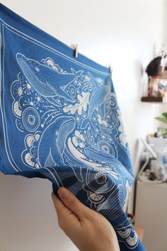 Whale, and the Ocean Bandana Scarf (Navy) *Etsy's Pick* Bring the Art to yourself, your hair, pets, bags, or more! This 100% Soft cotton bandana scarf with a Humpback whale & the Ocean Art can be your scarf, hair accessories, a deco for your bags, a scarf for your pets, and even a tapestry.It is very soft, lightweight, and breathable to wear even in the Summer. Enjoy throughout the whole year!Illustrated Humpback Whale, and the image of the Ocean with waves, coral reefby S0l• Size: 22"x22" (appr How To Sew Bandana, Bandana Designs, Mini Tapestry, Postcard Layout, Chocolate Book, Plastic Bottle Art, Sea Can, Scarf Hair, Bandana Design