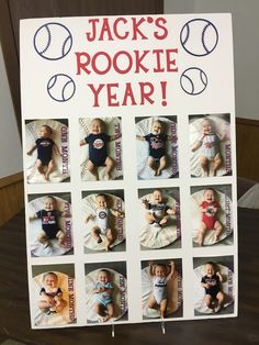 a sign that says jack's rookie year with pictures of babies in them