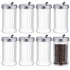 PRICES MAY VARY. Sufficient Quantity: you will receive 8 pieces of glass sugar shakers with lid, sufficient quantity to meet your kitchen using needs and replacement needs, which can offer you plenty of choices to hold your various spices Humanized Design: our sugar dispenser is equipped with a flap nozzle for easy toppling, ensuring flow of sugar or coffee, keeping its mouth from blocking effectively; The shape of the bottle is suitable for your hand to hold, and you can also clean it easily wi Sugar Dispenser, Functional Kitchen, Kitchen Gift, Transparent Design, Kitchen Utensils Gadgets, Glass Jar, Coffee Bar, Glass Jars, Glass Bottles