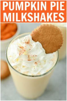 pumpkin pie milkshakes with whipped cream on top