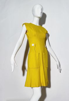 Pierre Cardin Yellow Mod Dress - Etsy Pierre Cardin Dress, Dior Skirt, Brown Trousers, Mod Dress, Pierre Cardin, Printed Pants, Raw Silk, Von Furstenberg, Diane Von Furstenberg