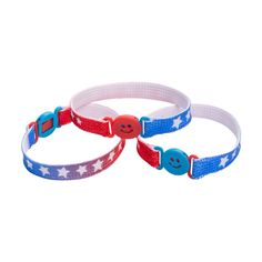 Help youngsters celebrate the Fourth of July in style with these tye-dye friendship bracelets! Each bracelet showcases a star design with a smiley face clasp and is the perfect size for a child's wrist. Stock up on these for classroom rewards and parade handouts along with other great Independence Day prizes on this website. Nylon. 8" with a plastic clasp. © OTC Patriotic Blue Bracelets For Beach, Blue Adjustable Bracelets For 4th Of July, Patriotic Multicolor Stretch Bracelet For 4th Of July, Cheap Blue Patriotic Bracelets, Patriotic Tie Dye, Patriotic Bracelet, Classroom Rewards, Smiley Face, Star Designs