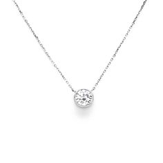 "Brand new designer style solitaire bezel pendant featuring 2.00 ct. brilliant round cut created diamond on solid 14k gold cable link chain necklace. This stylish chain locks securely with a round lock and is stamped 14KT. Finished in high polished finish that gives this chain a stunning shiny look that lasts for many years. Our created diamonds feature brighter D color , FL / VVS1 clarity and ideal cut making them visually indistinguishable from natural diamonds that cost thousands of dollars. Elegant Necklace With Bezel Setting And Round Stone, Formal Sterling Silver Solitaire Necklace With Bezel Setting, Formal Necklace With Bezel Setting And Round Cut, Formal Bezel Set Diamond Necklace, Classic Diamond Necklace With Bezel Setting For Formal Events, Classic Diamond Necklace With Bezel Setting For Formal Occasions, Formal Diamond Necklace With Bezel Setting Round Stone, Elegant Solitaire Necklace With Bezel Setting For Formal Occasions, Classic Formal Diamond Necklace With Bezel Setting