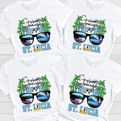 Straight Trippin' St Lucia T-Shirt, Vacation Shirts, Group Trips, Family Trips, Friends Trips, Cousin Trip, Cruise Life, Birthday Trips, Trips to St. Lucia  Brand Information  White - 100% Cotton Bella Canvas T-Shirt 3001C Unisex Adult and Youth  sized shirts. Machine wash cold with like colors, dry low heat PLEASE READ INSTRUCTIONS CAREFULLY -----How To Order----- 1- Choose your t-shirt sleeve length, size, and color *PLEASE NOTE: THE DROP DOWN BOX HAS SHORT SLEEVE, LONG, SLEEVE AND SWEATSHIRT Letter Print Tops For Family Reunion At Beach, Graphic Print Top For Family Reunion Vacation, Vacation Letter Print Tops For Family Reunion, Vacation Graphic Print Top, Summer Family Reunion Graphic Tee, White T-shirt For Family Vacation In Summer, Fun Crew Neck T-shirt For Family Vacation, Relaxed Fit Family Matching T-shirt For Vacation, Family Matching Relaxed Fit T-shirt For Vacation