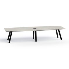 a white table with black legs on an isolated surface in front of a white background