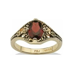 PalmBeach Jewelry exclusive. Looking like a treasure from another era, this gorgeous antiqued ring features an oval-shaped 1.40 carat garnet gemstone as the centerpiece. Gold-plated. Sizes 5-10. (All carat weights are approximate and may vary slightly from those listed.) 6163 Size: 8.  Color: Red.  Gender: female.  Age Group: adult. Garnet Ring Vintage, Morganite Diamond Ring, Cheap Diamond Rings, Palm Beach Jewelry, Morganite Diamond, Vintage Style Rings, Garnet Jewelry, Colorful Jewelry, Garnet Rings