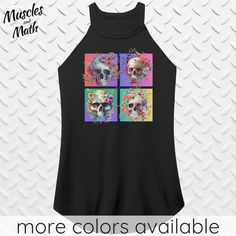 Rocker Tank Top for Her Beautiful Skulls With Flowers, Strong Women Cute Gym Shirt for Her, Fitness Gifts for Gym Friend, Halloween Skulls - Etsy Skulls With Flowers, Gym Friends, Womens Gym Shirts, Rocker Tank Tops, Halloween Skulls, Rocker Tank, Gym Shirt, Fitness Gifts, Gym Shirts