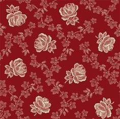 a red and white floral pattern with roses on the bottom, is shown in this image