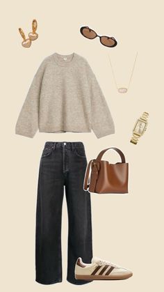 H&m Outfit Ideas For Women, Young Business Casual Outfits, Fall Weekend Outfits 2024, Light Summer Winter Outfits, Crunchy Winter Outfits, Classy Autumn Outfits, Fall Outfit Collage, Fall Washed Wide Leg Cropped Jeans, Tokyo Spring Outfit