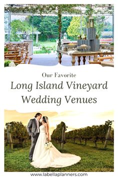 the wedding venue for long island vineyard is located in front of an outdoor dining area