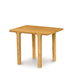 a small wooden table on a white background