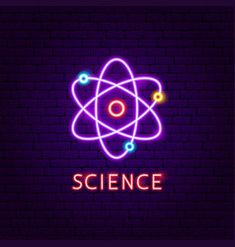 science neon sign on brick wall background