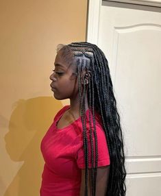 Knotless Braids, Black Hair, Long Hair, A Woman, Braids, Hair, Pink, Black, Plaits