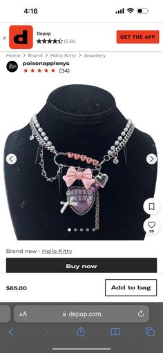 the necklace is on display for sale at an auction place, and it's being advertised