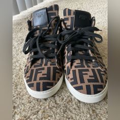 Gently Used, Still In Good Condition. Dust Bags And Extra Laces Included. Size 10 Price Is Firm. Fendi Shoes, Mens Trainers, Hoka Running Shoes, Mens Shoes Sneakers, Black And Brown, Men's Shoes, Fendi, Dust Bag, Shoes Sneakers