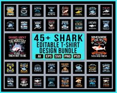 45+ Shark Editable T-shirt Design Bundle - #shark #sharks #ocean #sharkweek #underwater #fish #fishing #diving #sharkdiving #sea #greatwhiteshark #nature #scubadiving #savesharks #sharkattack #scuba #sharklover #art #underwaterphotography #jaws #whiteshark #sharklove #wildlife #sharkconservation #greatwhite #sharkfishing #love #photography #babyshark #sharky #sharkdive #ilovesharks #sealife #sharklife #beach #sharksofinstagram #saveoursharks #sharkteeth #travel #sharktooth #marinelife #animal Sharks Aesthetic, Sharks Wallpaper, Shark Clothes, Lava Girl, Shark Boy, Shark Conservation, Shark Pictures, Shark Drawing