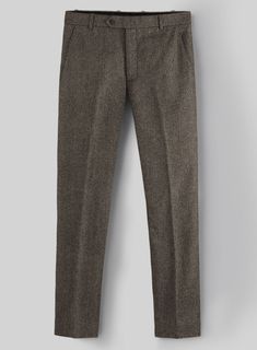 A classic design with a modern silhouette, our Tweed pants are a must-have for every modern gentleman. Crafted from wool, the unique tweed fabric characterized by its herringbone weave structure that is famous for its warmth and durability makes these pair of pants an ideal transitional choice for business or formal events. Combine it with a matching waistcoat and jacket, blue shirt, a patterned tie and polished brogue shoes.   Look Includes  Vintage Dark Brown Herringbone Tweed  Cross Pocket  Flat Front  Two Welted Back Pockets on Trousers   You can change the look by changing the options listed below.   Lining: Viscose; Dry Clean. Business Casual Tweed Pants With Herringbone Pattern, Classic Tweed Bottoms For Fall, Classic Tailored Bottoms With Herringbone Pattern, Classic Pants With Herringbone Pattern For Tailoring, Classic Tweed Pants For Work, Formal Tweed Pants With Herringbone Pattern, Classic Tweed Pants For Business Casual, Classic Bottoms With Herringbone Pattern, Winter Tweed Pants For Business Casual