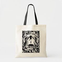 The Kiss Tote Bag Color: Natural and Black. Gender: unisex. Age Group: adult. White Artistic Art With Graphic Design, Artsy White Artwork, Artistic Black Art For Art Events, White Artsy Art For Collection, Artsy Art Print For Art Collection, Artistic Graphic Print Art As Gift, Artistic Graphic Print Art Gift, The Kiss, Craft Fairs