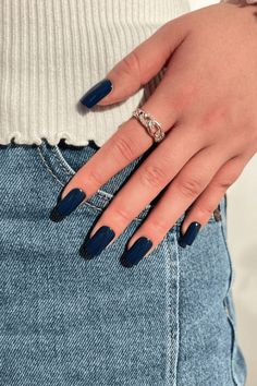 best fall nail colors Nail Shapes Square, Navy Nails, Navy Blue Nails, Plain Nails, Blue Nail Polish, Blue Nail, Fake Nail, Fall Nail Colors