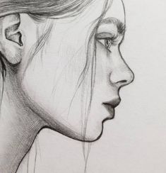 a pencil drawing of a woman's profile