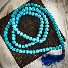 Turquoise Mala Beads for Protection, Knowledge & Healing - Art of the Root Spiritual Turquoise Necklace With Polished Beads, Hand-strung Turquoise Necklace With Round Beads For Spiritual Use, Spiritual Hand-strung Turquoise Necklace With Round Beads, Spiritual Nickel-free Turquoise Necklace For Healing, Conjure Oil, Spiritual Turquoise Nickel-free Necklace, Forms Of Communication, Sacred Stones, Throat Chakra