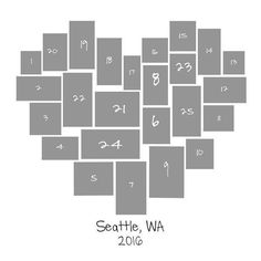 the seattle wa 2012 calendar is shown in grey and white, with numbers arranged on it