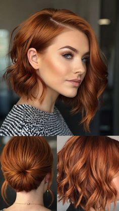 Best Techniques for Copper Braided Crown 👑 Winter Copper Hair Color, Auburn Balayage Copper, Short Copper Brown Hair, Copper Balayage Short Hair, Caramel Copper Hair, Copper Hair Highlights, Copper Short Hair, Fall Copper Hair, Copper Bob Hair