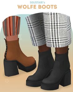 an image of two women's boots with different colors and patterns on the bottom