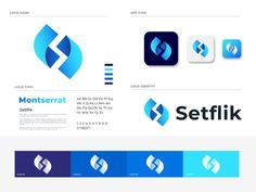 the logo for montserrat and setifk is shown in three different colors