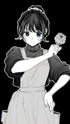 an anime character holding a flower in her hand