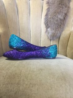 Purple Turquoise Wedding, Blue Purple Wedding, Galaxy Wedding, Glitter Ballet Flats, Purple Wedding Dress, Purple Wedding Theme, Ombre Wedding, Glitter Flats, Ombre Design