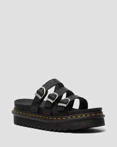 Women's Sandals | Platform & Gladiator | Dr. Martens Dr Martens Blaire, White Dr Martens, W Shoes, Black Dr Martens, Saddle Shoes, Leather Slide Sandals, Platform Slides, Leather Slides, Retail Therapy