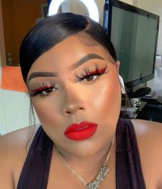 Red Makeup Looks, Red Lips Makeup Look, Christmas Makeup Look, Makeup For Black Skin, Red Lip Makeup, Red Makeup