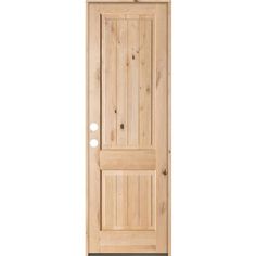 an unfinished wooden door on a white background