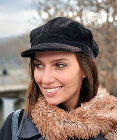 THE VALERIE, handmade in Seattle, WA, USA, is a classic cap style, soft and flexible hat with stiffened brim. This hat is shown in Chocolate Velvet, with an Black Velvet band and a nickel buckle detail (85). The Valerie can be ordered with a buckle, plain button, or flower brooch for an adjusted price. Prices are as shown. These pieces are made-to-order and may be exchanged or returned for a store credit only. All sales of items with customizations or alterations are final. Available in Medium 2 Ruff Collar, Face Mask Men, Cozy Coats, Large Hats, Cap Style, Creature Comforts, Scarf Men, Support Handmade, Dog Coats