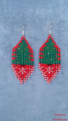 Handmade Holiday Drop Earrings, Handmade Beaded Earrings For Christmas Gift, Christmas Beaded Earrings As Gift, Christmas Gift Beaded Earrings, Handmade Beaded Earrings For Holiday Gifts, Colorful Beads Earrings For Christmas Gift, Handmade Drop Earrings For Holiday, Holiday Beaded Dangle Earrings, Colorful Beads Christmas Earrings Gift